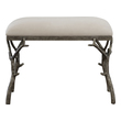 ottoman bench small Uttermost Bench Make A Whimsical Statement With This Molded Branch Accent Bench Featuring A Heavily Textured Antique Silver Finish, Tailored In An Off-white Polyester Fabric.