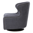 tanning chairs Uttermost Swivel Chair This Wingback Style Accent Chair Is Covered In A Plush Dark Charcoal Gray Herringbone Fabric, Accented With Antique Brass Nail Heads Atop An Antique Brass Finished Swivel Base. Seat Height Is 18".