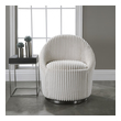 eames chair comfortable Uttermost Accent Chairs & Armchairs A Blend Of Contemporary And Feminine Styles, This Chair Is Upholstered In A Luxurious Fluted Ivory Chenille Fabric And Is Accented By A Stainless Steel Swivel Base Finished In Brushed Black Nickel. Seat Height Is 19".