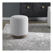 leather storage bench with arms Uttermost Ottomans & Poufs This Plush Ottoman Is Covered In A Casual Ivory And Warm Gray Boucle Fabric With A Natural Walnut Stained Oak Base. Versatile And Stylish, This Piece Can Be Used As A Seat Or Footrest, Grouped Together Or As A Singular Accent Piece.