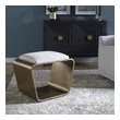 two seater bench Uttermost Small Benches Stylish And Glamorous, This Unique Accent Bench Features An Off White Pleated Fabric Atop A Looped Metal Base Finished In Antique Gold.