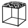 different types of chairs for living room Uttermost  Accent Stools Sophisticated With A Touch Of Whimsy, This Accent Stool Features A Cushioned Seat Upholstered In A Contemporary Black And White Embroidered Fabric, Atop A Matte Black Iron Base. Doubles As Added Seating Or A Footrest.