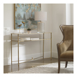 bathroom console table Uttermost  Console & Sofa Tables Antiqued Gold Leaf, Forged Iron With Iron Cross Stretchers. Top Is Reinforced Mirror And Gallery Shelf Is Clear Tempered Glass. Matthew Williams