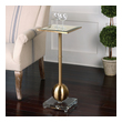 modern contemporary coffee table Uttermost Accent & End Tables Elegant Drink Table In Brushed Brass Plated Metal Accented With A Beveled Mirror Top And Thick Crystal Foot.
