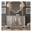 long 4 drawer dresser Uttermost Door Cabinets Breakfront Console In Weathered Sea Gray With Ivory Wash. Open-carved Doors Are Backed In Light Tan Linen, Enclosing Three Adjustable Shelves.