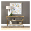 entrance way table Uttermost  Console & Sofa Tables Elegantly Curved Frame Accentuates The Graduated Top Of This Console In Hand Forged Iron With An Antiqued Gold Finish. Shelves Are Clear Tempered Glass.