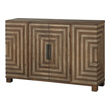 chest drawer cabinet Uttermost Console Cabinets Geometric Parquetry Style Console, With Rustic Two-toned Fir Veneer And Old Iron Bar Pulls. Center Portion Opens To Two Fixed Interior Shelves.