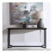 steel console table Uttermost  Console Table Evoking A Modern Lodge Style, This Clean Lined Console Showcases A Natural Oak Veneer Top Finished In A Light Gray, Paired With A Curved Hand Forged Iron Base In Aged Steel With Natural Burnishing.