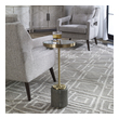 leaning standing mirror Uttermost Accent & End Tables Stylish And Sophisticated, This Round Accent Table Features A Gray Faux Shagreen Base Paired With An Iron Support In Rich Brushed Brass And A Beveled Mirror Top.