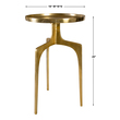 hall table ideas Uttermost Accent & End Tables Providing An Organic Global Feel, This Cast Aluminum Accent Table Features A Shapely Curved Base And Round Top, Finished In A Textured Soft Gold.