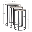 end table decor Uttermost Accent & End Tables Set Of Three Functional Nesting Tables Constructed In An Aged Black Iron, Featuring A Textured Cast Aluminum Slab Top Finished In A Plated Antique Nickel. Sizes: S-12"x20", M-14"x22", L-17"x24"