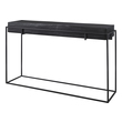 small modern console table Uttermost Console & Sofa Tables With Modern Minimalist Styling, This Console Table Features A Thick Cast Aluminum Top With Natural Texturing Finished In A Dark Oxidized Black, Resting In A Coordinating Aged Black Iron Base.