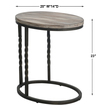 oak side table Uttermost Accent & End Tables With A Casual Farmhouse Appeal, This Cantilever Design Features A Forged Iron Base With Twisted Accents Finished In A Textured Aged Steel. Solid Acacia Top Is Washed In A Weathered Ivory Glaze With Brown Undertones.