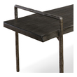 sofa footstool with storage Uttermost Wooden Bench Modern Lodge Styling, Featuring A Solid Acacia Wood Seat With A Live Edge Look Stained In A Dark Gray With An Organically Textured Iron Frame Finished In Tarnished Silver.