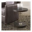 narrow end table Uttermost Accent & End Tables Featuring An Industrial Support In Stainless Steel Finished In Polished Nickel, Paired With A Contrasting Oak Veneer Top And Base Stained In Ebony With A Light Gray Glazing. The Swivel Mechanism Is Fully Functional And Adjusts From 20" To 29".