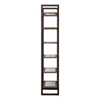 black bookshelf Uttermost Etagere This Forged Iron Framed Etagere, Finished In Aged Steel With Light Distressing Features Six Display Shelves With Driftwood Finished Surrounds, Inset With Clear Glass.
