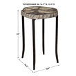 small steel table Uttermost Accent & End Tables This Rustic Modern Accent Table Features A Suar Wood Cross-cut Section With Natural Live Edge Details And A Rich Petrified Finish, On Tapered Metal Legs Finished In Aged Iron.