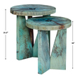 living coffee table Uttermost Accent & End Tables Made From Solid Tamarind Wood, This Set Of Two Nesting Tables Features Strong Angular Lines With Beautiful Spalting In A Rich Blue-green Stain. Solid Wood Will Continue To Move With Temperature And Humidity Changes, Which Can Result In Cracks And Uneven Surfaces, Adding To Its Authenticity And Character. Sizes: Sm-16x19x16, Lg-18x22x18