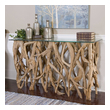 console table design Uttermost  Console & Sofa Tables Natural Teak Wood, Crafted From Its Natural Form Into An Artistic And Precisely Honed Sculpture Beneath Clear Glass. Matthew Williams