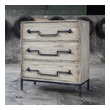 dressers near me Uttermost Chests & Cabinets Constructed From Plantation-grown Mango Wood In An Aged Ivory Finish With Ember Highlights, Featuring Old Iron Drop Swing Bar Pulls, On An Industrial Iron Base.