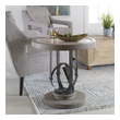 home tables Uttermost Accent & End Tables This Side Table Is Handcrafted From Solid Mahogany Wood In A Light Oak Finish With An Oatmeal Glaze, Accented With A Natural Beveled Stone Top. Features A Forged Iron Decorative Orb Base Finished In Aged Steel.