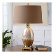 gold lamp with black shade Uttermost Ceramic Table Lamps Ceramic Base Finished In An Iridescent Ivory And Rust Brown Glaze Accented With Plated Brushed Antiqued Gold Details.