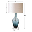 globe glass shade Uttermost Blue Glass Table Lamps Translucent Dark Azure Blue Glass Accented With Crystal Details.