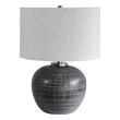 bed side table light Uttermost Mikkel Charcoal Table Lamp Finished In A Charcoal Glaze With Etched Texture, This Table Lamp Adds A Casual Yet Contemporary Feel To A Space. The Round Ceramic Base Is Complemented By Brushed Nickel Hardware.