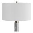 white and gold bedside lamp Uttermost Davies Modern Table Lamp Contemporary In Style, This Cut Crystal Table Lamp Showcases Clean Lines, Accented With Lightly Antiqued Brass Plated Details.