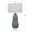 mini lamp led Uttermost Zaila Light Blue Table Lamp This Ceramic Table Lamp Has A Tapering Ribbed Surface That Is Finished In A Light Blue Crackled Glaze, Accented With Brushed Nickel Details.