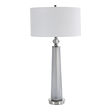 led night stand lamp Uttermost Grayton Frosted Art Table Lamp This Sleek Table Lamp Features A Frosted Art Glass Base In Light Gray With White Speckled Texture. The Piece Is Accented By Polished Nickel Details And A Crystal Ornament.