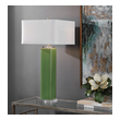 clear glass table lamps for bedroom Uttermost Tropical Green Table Lamp Finished In A Striking Tropical Green Glaze, This Ceramic Table Lamp Is Accented By Thick Crystal Ornaments And Brushed Nickel Accents.