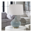 white tiffany lamp Uttermost Blue Gray Glass Lamps Mottled, Light Blue Gray Glass Accented With Plated Brushed Brass Details.