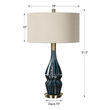 large table lamps for bedroom Uttermost Blue Ceramic Lamps Deep Blue Ceramic Glaze Accented With Plated, Brushed Antique Brass Details.