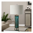 best led desk light Uttermost Blue Glass Lamps Blue Glass With Bronze Sugar Spun Accents And Brushed Nickel Plated Details.