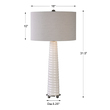 home luminaire desk lamp Uttermost Gloss White Table Lamp Table Lamps Heavily Crackled Gloss White Glass With A Spiral Ribbed Texture And Brushed Nickel Plated Details.