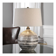 best nightstand lamps Uttermost Mocha Ivory Lamp Textured Ceramic Base Finished In Dark Mocha Bronze Glaze Covered In Rough, Horizontal Ivory Stripes.