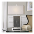 tapered lampshades for table lamps Uttermost Gray Textured Table Lamp The Suspended Rectangle Base Features A Rubbed Gray Faux Shagreen Texture, Surrounded By Polished Nickel Plated Details.