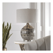 stained glass accent lamp Uttermost Distressed Ivory Table Lamp Heavily Textured Ceramic Base Finished In A Distressed Blue-gray Glaze With Rust Bronze Undertones, Accented With Brushed Nickel Plated Details.