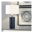 black table lamp shades Uttermost Royal Blue Table Lamp Intricately Embossed Ceramic Finished In A Royal Blue Glaze, Accented With Brushed Nickel Plated Details.