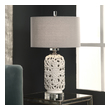 home decoration lights outdoor Uttermost Ceramic Table Lamp Updated Styling To A Traditional Design, Featuring Pierced Ceramic With Decorative Embossing, Paired With Thick Crystal Details And Plated Brushed Gun Metal Accents.