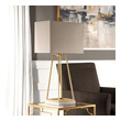 white cylinder lamp shade Uttermost Metallic Gold Lamp This Linear Design Featuring A Clean Line Tapered Steel Cage, Finished In Plated Metallic Gold, Displayed On A White Marble Foot.