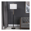 multi arm ceiling light Uttermost Maud Aged Black Floor Lamp Floor Lamps Traditional Elegance Is Showcased In This Floor Lamp, Finished In An Aged Black With Antique Brass Plated Accents And A Thick Crystal Ornament.