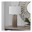 white work lamp Uttermost Khalio Gun Metal Table Lamp This Table Lamp Features A Deep Fluted Steel Base Finished In An Aged Gunmetal With Rust Distressing And Brass Plated Edges, For A Rustic Industrial Feel.