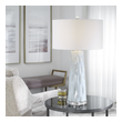 cool desk lamp Uttermost Brienne Light Blue Table Lamp This Ceramic Table Lamp Features A Wavy Alternating Texture Finished In A Light Powder Blue Glaze With Cream Undertones, Accented With Brushed Nickel Plated Details And A Thick Crystal Foot.