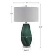 bed side table with light Uttermost Green Glass Table Lamp Showcasing An Organic Shape, This Elegant Table Lamp Has A Frosted Emerald Green Glass Base With Brushed Nickel And Crystal Accents.