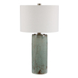 small gold table lamp Uttermost Crackled Aqua Table Lamp Ceramic Table Lamp Finished In A Crackled Aqua Blue Glaze With Dark Rustic Bronze Distressing, Accented With Light Antique Brushed Brass Details.