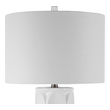 vintage glass globe light fixture Uttermost White Table Lamp This Ceramic Table Lamp Showcases A Touch Of Mid-century Style With A Dimensional Geometric Design Finished In A Glossy White Glaze, Accented With Brushed Nickel Neck And A Crystal Finial.