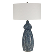 standing lamp glass shade Uttermost Cobalt Blue Table Lamp Based On Mid-century Modern Designs, This Ceramic Table Lamp Features A Curved Base With Carved Geometric Details Finished In A Deep Cobalt Blue Glaze With Brushed Nickel Accents.