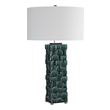 small led desk lamp Uttermost Green Table Lamp Sporting A Fun, Contemporary Design, This Ceramic Table Lamp Showcases A Geometric Square And Circle Motif Finished In A Deep Emerald Green Glaze Accented With Brushed Nickel Details.